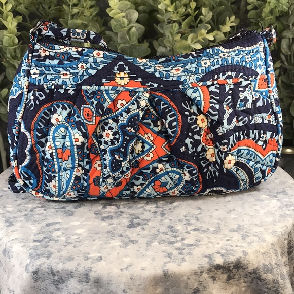Vera Bradley Frannie Marrakesh Blue/Orange/White 5”x9” Mini Handbag💙VGUC💙 - Picture 3 of 10